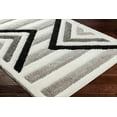 thumbnail image 3 of Hauteloom Abeje Contemporary Geometric Shag Area Rug - Fluffy High Pile Super Soft Rug for Living Room, Bedroom, Dining Room - Striped - Gray, Black and White - 18" Sample, 3 of 6