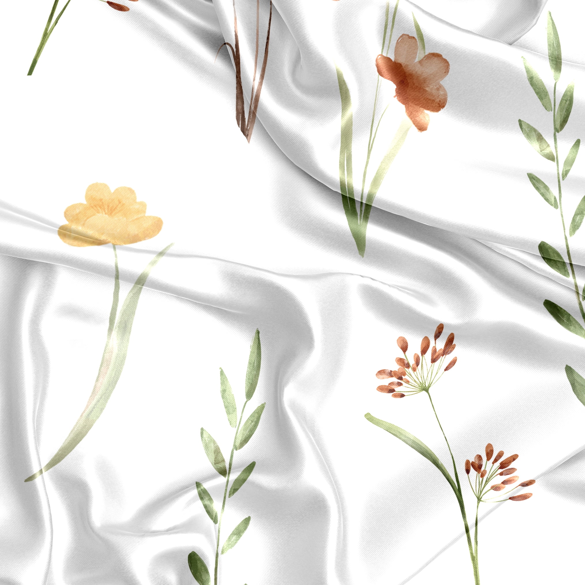 Sweet Jojo Designs Watercolor Floral Garden Sage Green Girl Satin Fitted Crib Sheet