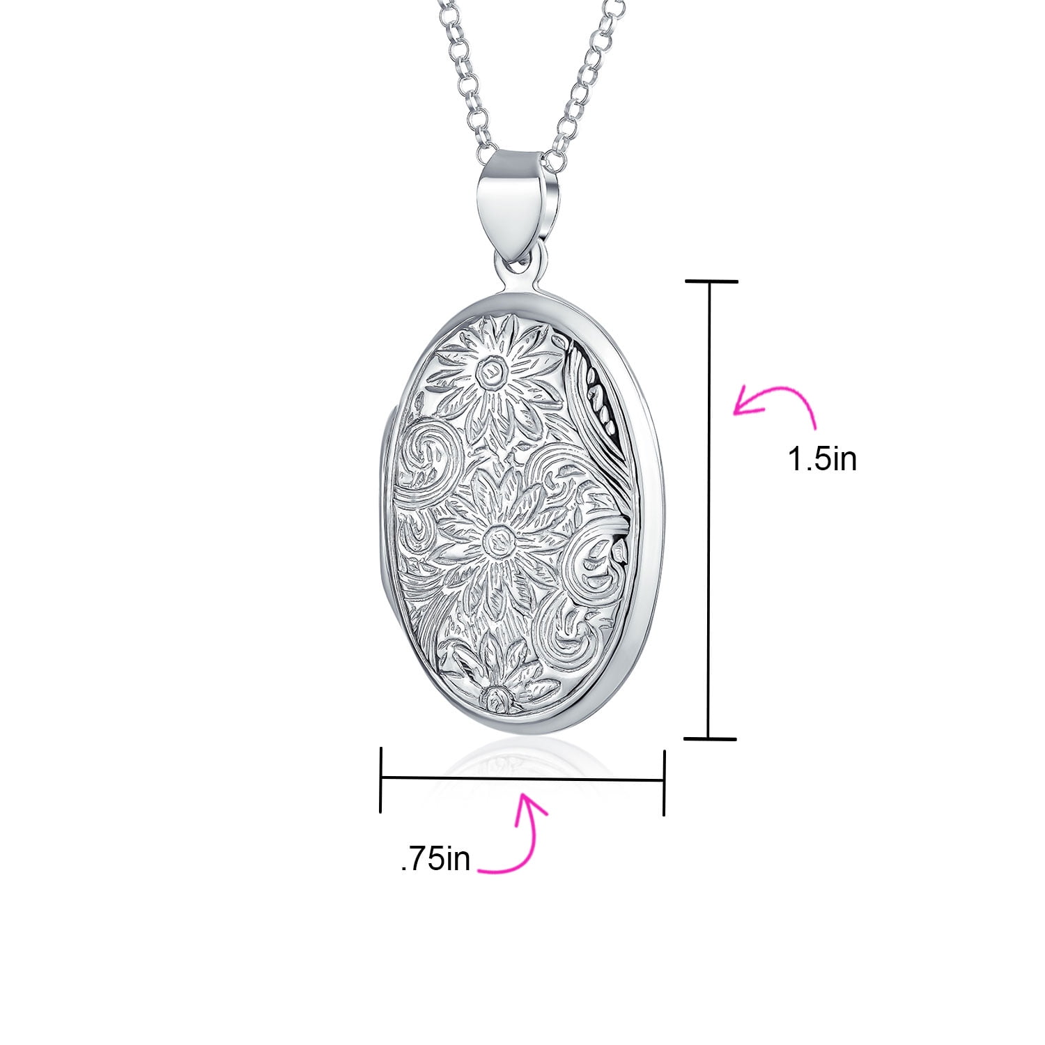 Embossed Sunflower Photo Oval Lockets 