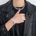 thumbnail image 3 of Men's Iced Out Cuban Link Chain Bracelet, 6mm-14mm CZ Paved Titanium Steel Bracelet, Hip Hop Gold Cuban Bracelet Jewelry for Men, Luxury Gift, 3 of 4