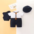 thumbnail image 2 of Barboteuse Gentleman pour Bébé Garçon à Manches Courtes Combinaison Smoking une-Pièce avec Chapeau Nœud Papillon, 2 of 6