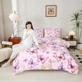 thumbnail image 4 of Homewish Colorful Butterflies 3 Pieces Queen Comforter Set For Children Kids Teens,Dreamy Princess Ultra Soft Bedding Sets,Pink Purple Bedding Comforter Set,Luxury Bedroom Decor,Reversible, 4 of 8