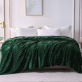 thumbnail image 5 of Whale Flotilla Flannel Fleece King Size 90x104 Inch Bed Blanket, Soft Velvet Lightweight Bedspread Plush Fluffy Coverlet Chevron Design Decorative Blanket for All Season, Deep Green, 5 of 8