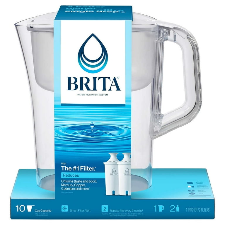 Brita Champlain Water Filter Pitcher, 10 Cup, BPA-Free, Includes 2