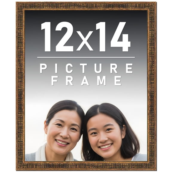 12x14 Frame Gold Solid Wood Picture Frame - Complete Modern Photo Frame Includes UV Acrylic