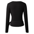 thumbnail image 3 of Lullu Girl's Tie Wrap Top Solid Lightweight Long Sleeve V Neck Shirt for Dance, 3 of 6