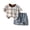 Brown, variant on Men's Casual Set Short Sleeve T-Shirt Denim Shorts 2-Piece Outfit Summer Daily Wear Relaxed Street Style Comfortable Shorts Set