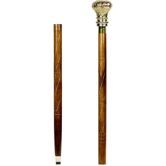 Aluminum & Brass Decorative Rosewood Walking Cane | Full Size Walking-Stick for Men & Women |