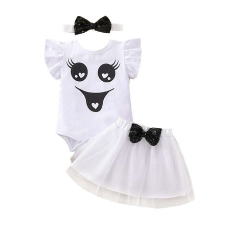 

Utoimkio Halloween Dress for Girls Clearance Sleeveless Princess Dresses for Girls Infant Toddler Baby Girls Children s Halloween Print Sleeveless Romper Skirt Jumpsuit Three-piece Set