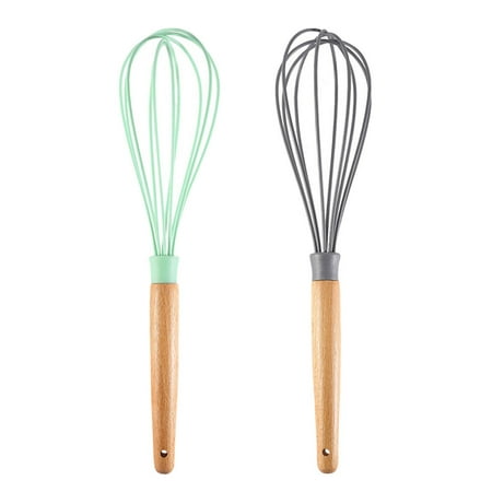 

2pcs Stainless Steel Rotary Egg Beater Manual Eggbeater Cream Whisk Butter Blender Dough Mixer with Wooden Handle for Kitchen Home (Assorted Color)
