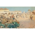 thumbnail image 2 of Gustavo Simoni 14x11 Black Ornate Wood Framed Double Matted Museum Art Print Titled: A Busy Market, North Africa (1892), 2 of 5