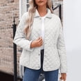 thumbnail image 2 of Womens Quilted Barn Jackets Fall Winter Ladies Fashion Loose Puffer Coats Casual Lapel Collar Button Down Solid Color Padded Warm Coat Outerwear, 2 of 7