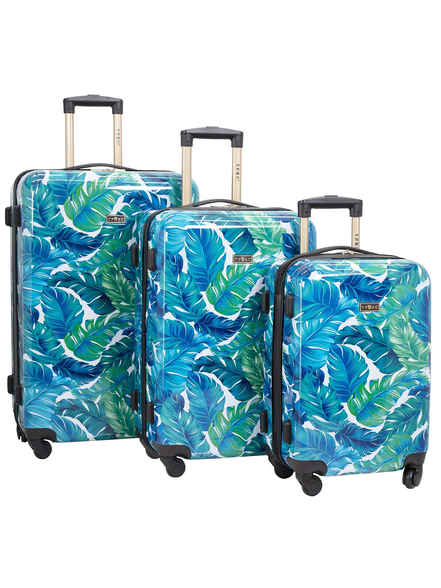 green hardside luggage