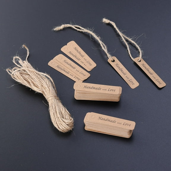 Tineasur 100Pcs Kraft Paper Tags for Wedding Favors Beige Rectangle Simple Design