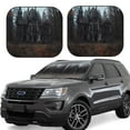 thumbnail image 2 of Daiia Gloomy Mansion Forest Scene 2PCS Car Windshield Sun Shade, Foldable Sun Shield for Car Front Window, Auto Sun Blocker Visor Protector Universal for Truck SUV Pickup-Small, 2 of 7