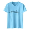 thumbnail image 3 of Women's Graphic T-Shirts Summer Short Sleeve Top Tee Clothes for Ladies Sky Blue L, 3 of 4