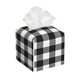 thumbnail image 1 of Fotbe Black White Plaid Porta Pañuelos Decorativo de Cuero, Caja Cuadrada Moderna para Pañuelos Faciales, Organizador y Dispensador 5x5x5'', 1 of 7