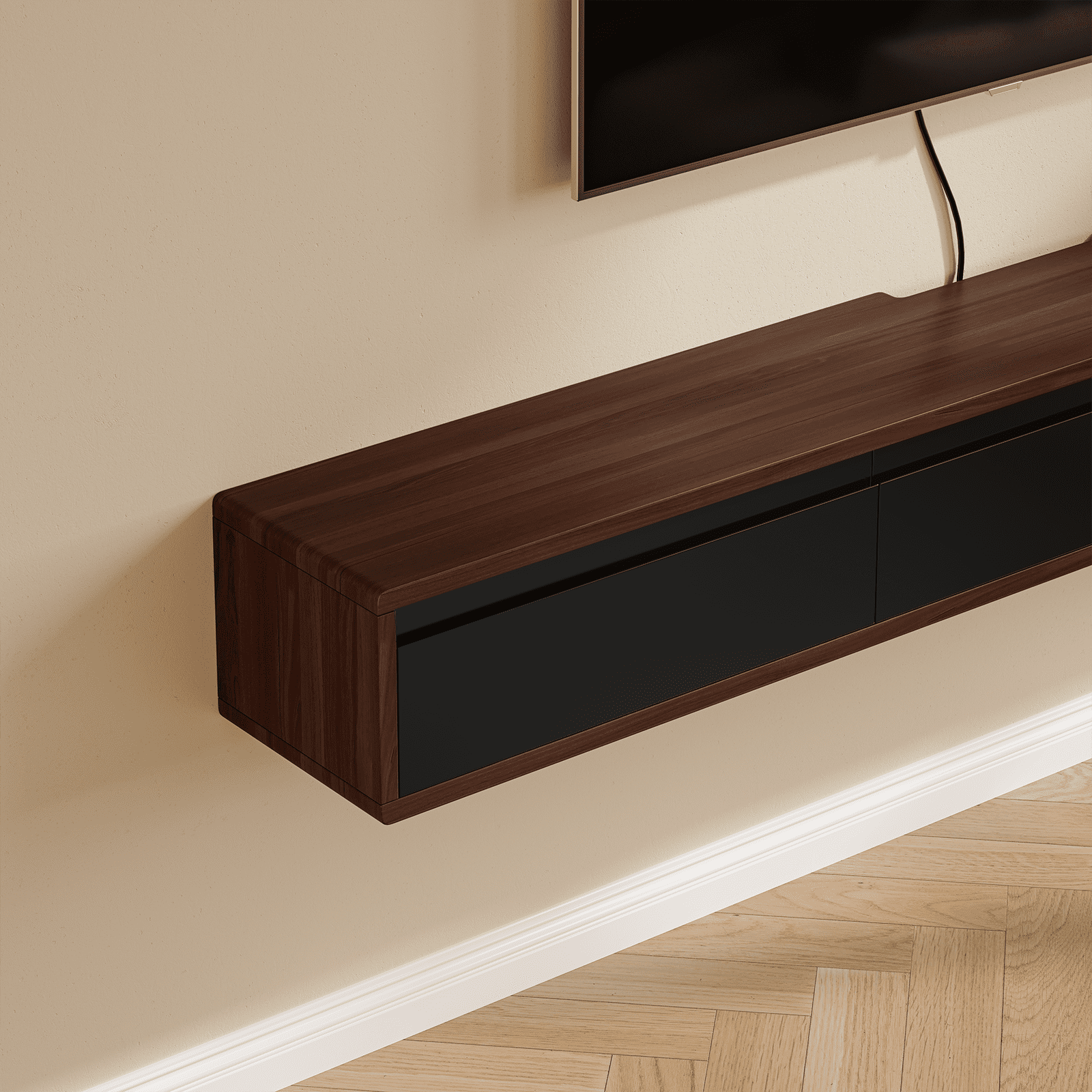 FloatiCasa 70" Floating TV Stand Wall Mounted Floating TV Shelf for TVs up to 75" Floating TV Console with 3 Flip-down Door