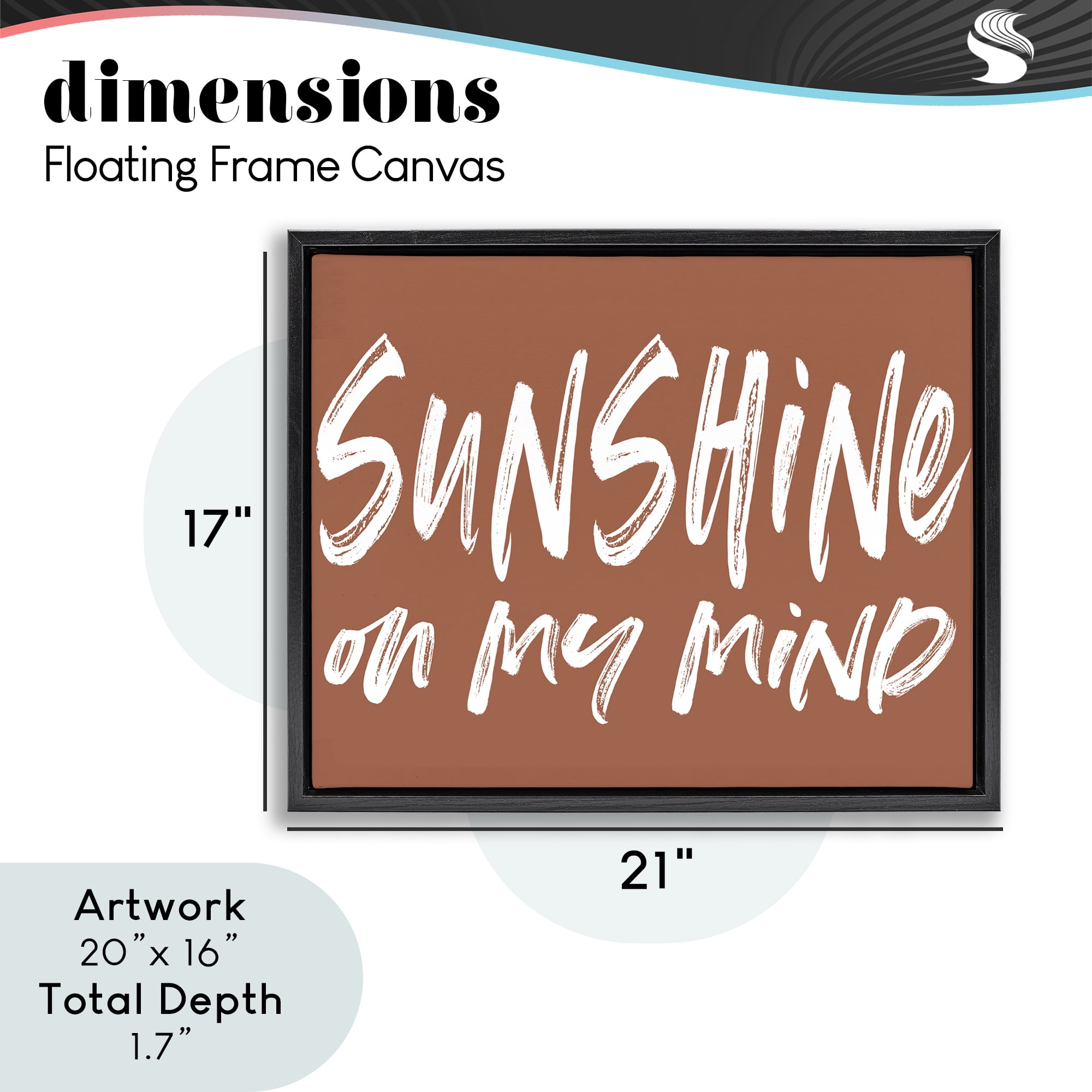 Sunshine State Of Mind Brown Black Framed Floater Canvas Wall Art, design by Lettered and Lined