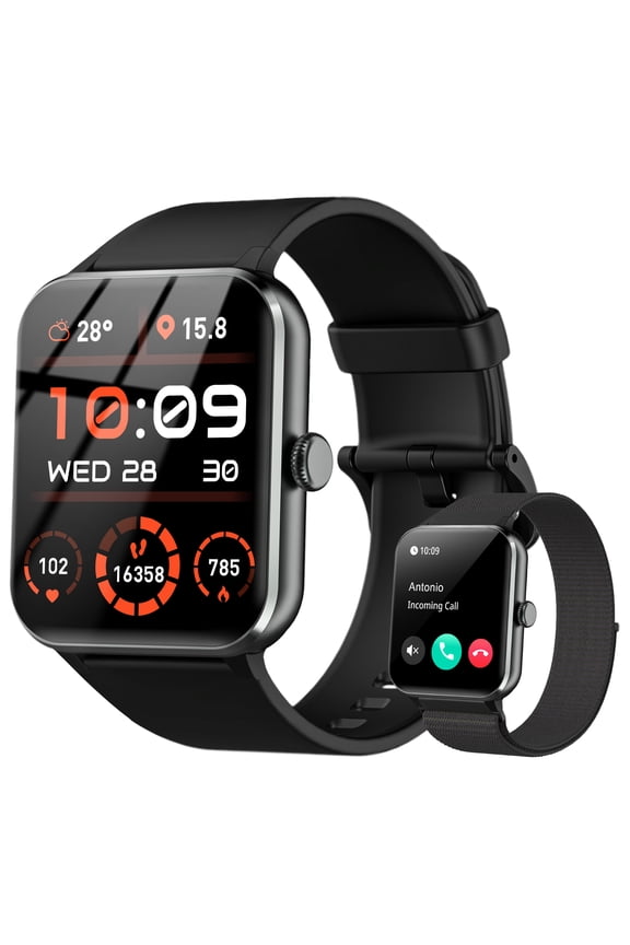 Smart Watch for Men Women, with Bluetooth Calling, AI Voice Assistant, 100+ Sports Modes, 1.85'' Fitness Tracker for Android and iPhone (Black)