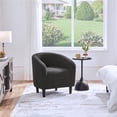 thumbnail image 2 of Yaheetech Fauteuil Tonneau d'Appoint Club Rembourré en Bouclé pour Salon, Gris Foncé, 2 of 7