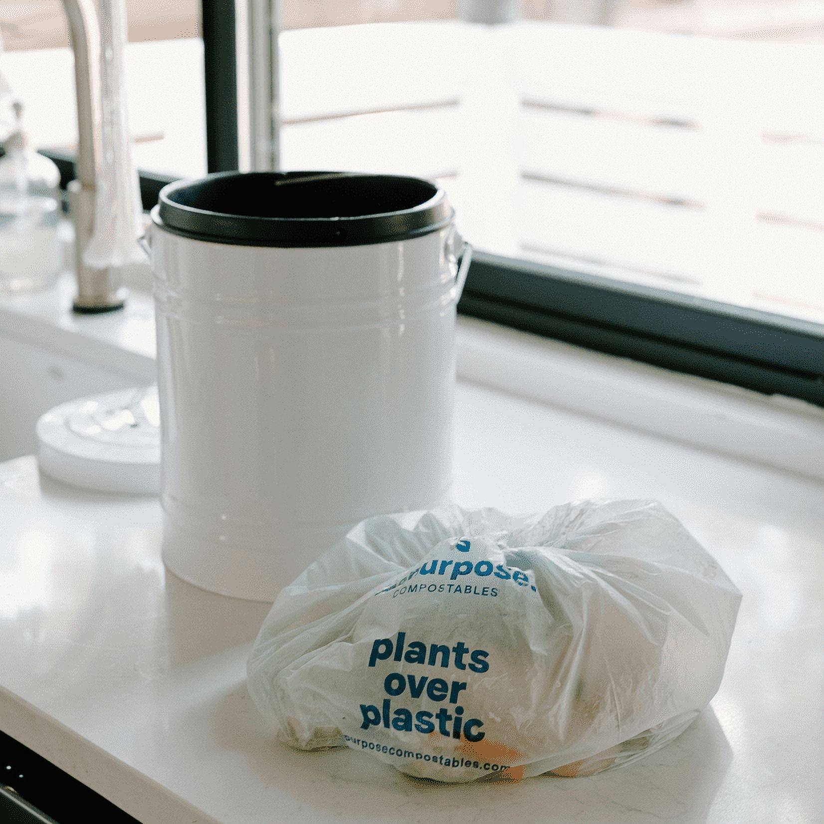 Toplive Trash Bag ,8 Gallon 60 Count Garbage Bag Biodegradable Compostable  1.5 Mil Thickness Trash Bags Wastebasket Bin Liners for Home Bathroom