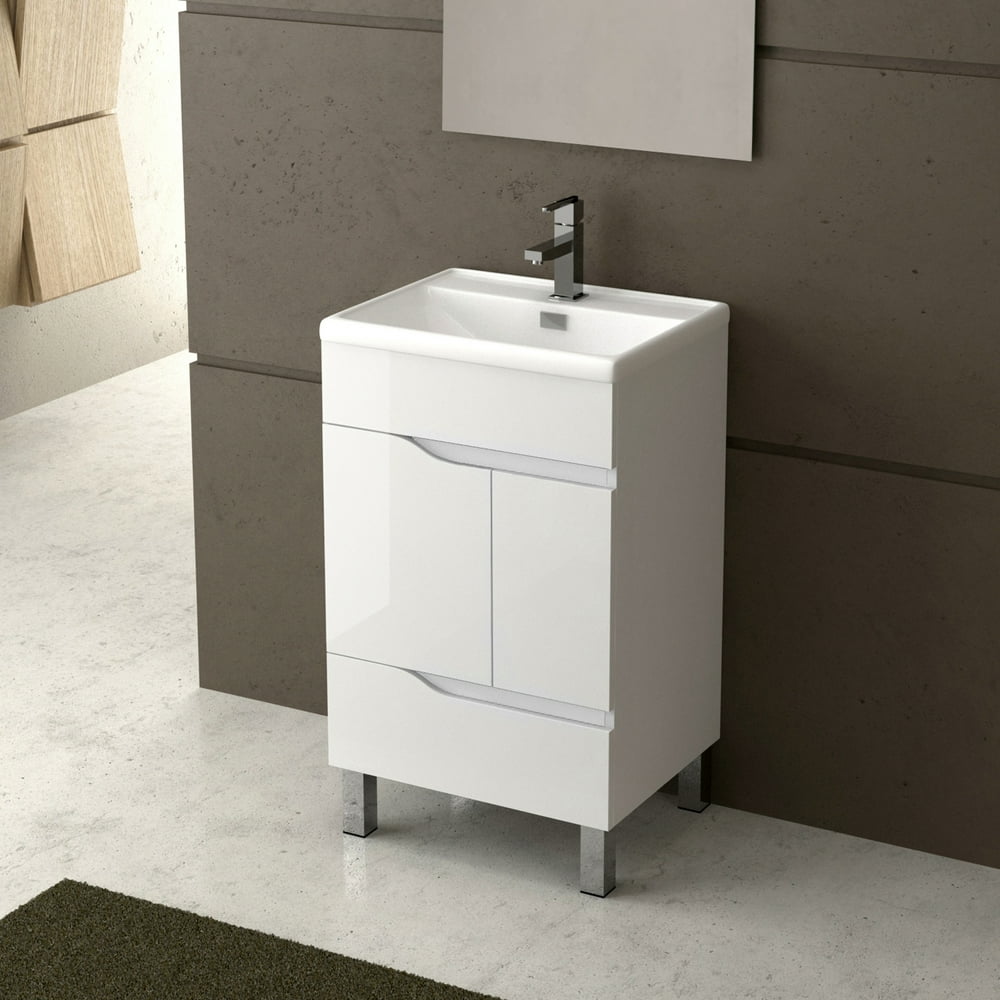 Eviva Charm 20" White Bathroom Vanity with White Integrated Porcelain Sink