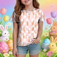 thumbnail image 2 of Staki Toddler Easter Outfit Toddler Boys Girls Cute Bunny Short Sleeve Crew Neck Shirt Top Kids Easter Outfits 1-9Y 10-13Y(Light Pink,12-13 Years), 2 of 6