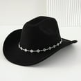 thumbnail image 2 of Landzoo One Western Cowboy Hat For Men And Women Bohemian Style Fedora With Rhinestone Embellishments Curved Brim Fashion Accessory Cozy Stylish Basic Cowboy, 2 of 4