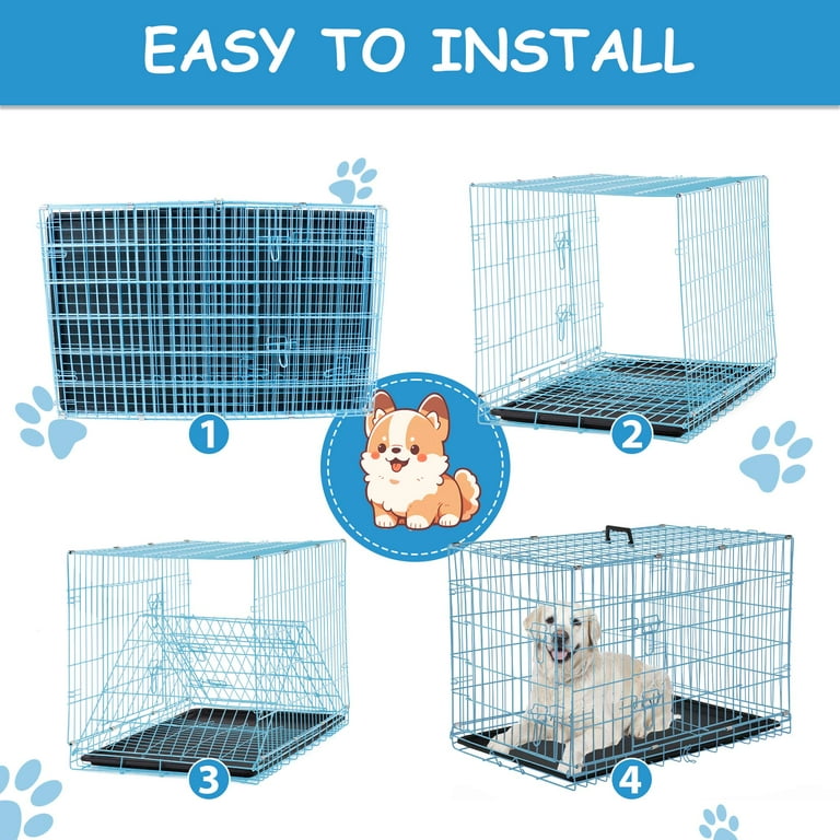 Medium Dog Crate, 36 inch Double Door Dog Cage Dog - Main Image