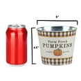 thumbnail image 2 of Rustic Fall Pumpkins Tin Pot - 5" Diameter, 4.5" Tall, Orange, Cream & Brown Plaid, Polka Dots, Halloween, Thanksgiving, 2 of 2