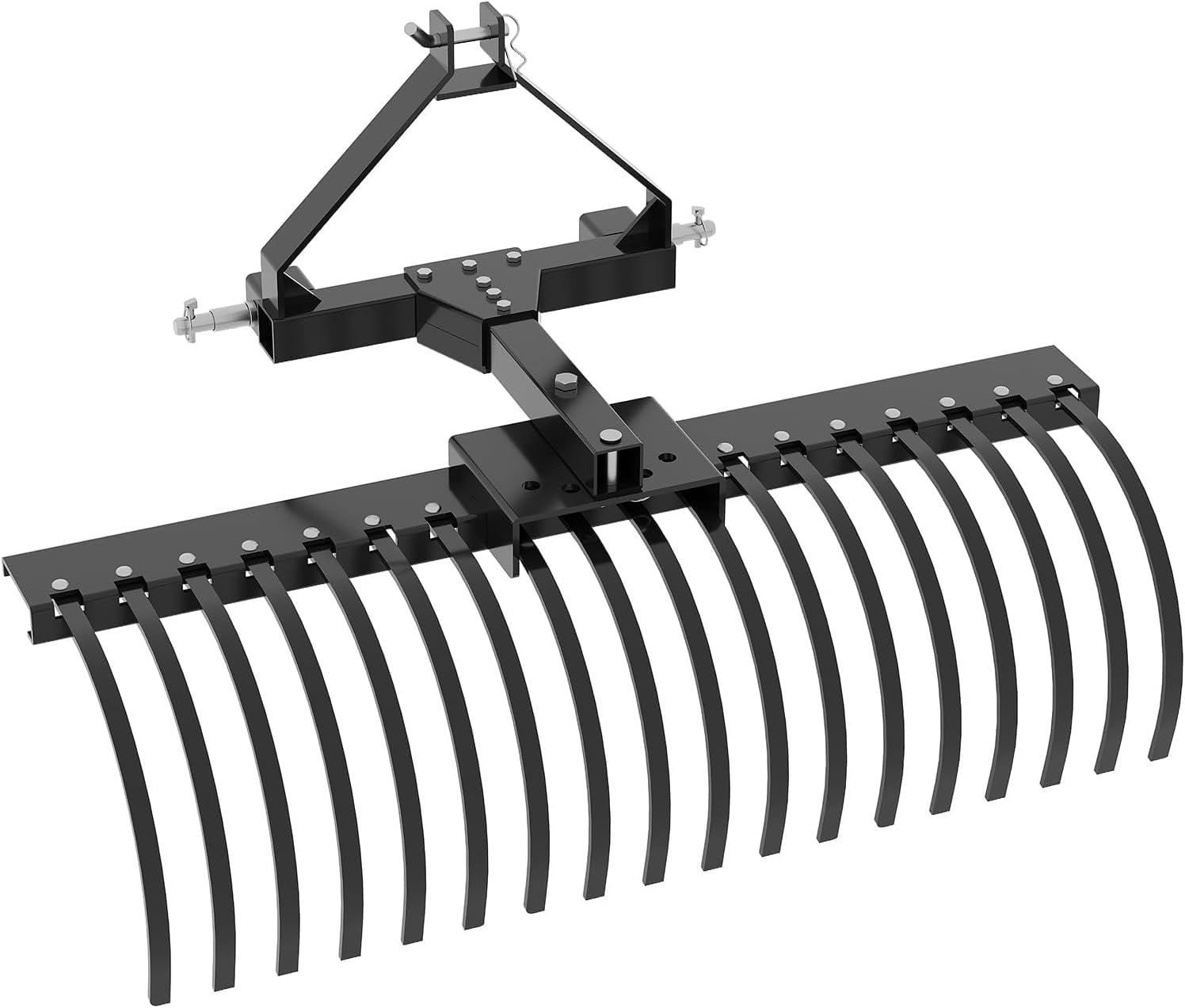 Acekid 50 Inch Landscape Rake for Tractor - 3-Point Tow Behind Dethatcher with 18 Steel Tines, Black