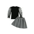 thumbnail image 1 of ZAXARRA Hauts à Manches Bouffantes Noirs pour Fille + Jupe Trapèze Pied-de-Poule, 1 of 9