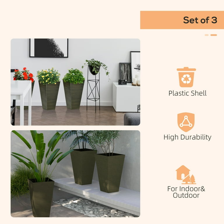 largest pots for plants Tall Milano Cone Planter Set of 3  Coral