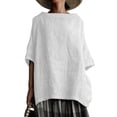 thumbnail image 2 of Yuncity Womens Linen Tops Cotton Solid Color Loose T-Shirt S-2Xl, 2 of 3
