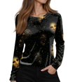 thumbnail image 4 of Mardi Gras Shirts Womens Sequins Sparkly Long Sleeve Tunic Tops Glitter Crew Neck Novelty Graphic Tee Black 3XL, 4 of 6