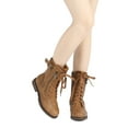 thumbnail image 4 of Dream Pairs Women Fashion Military Combat Boots Lace Up Mid Calf Boots Comfort Walking Boots Shoes for Women Mission Camel Size 7.5, 4 of 6