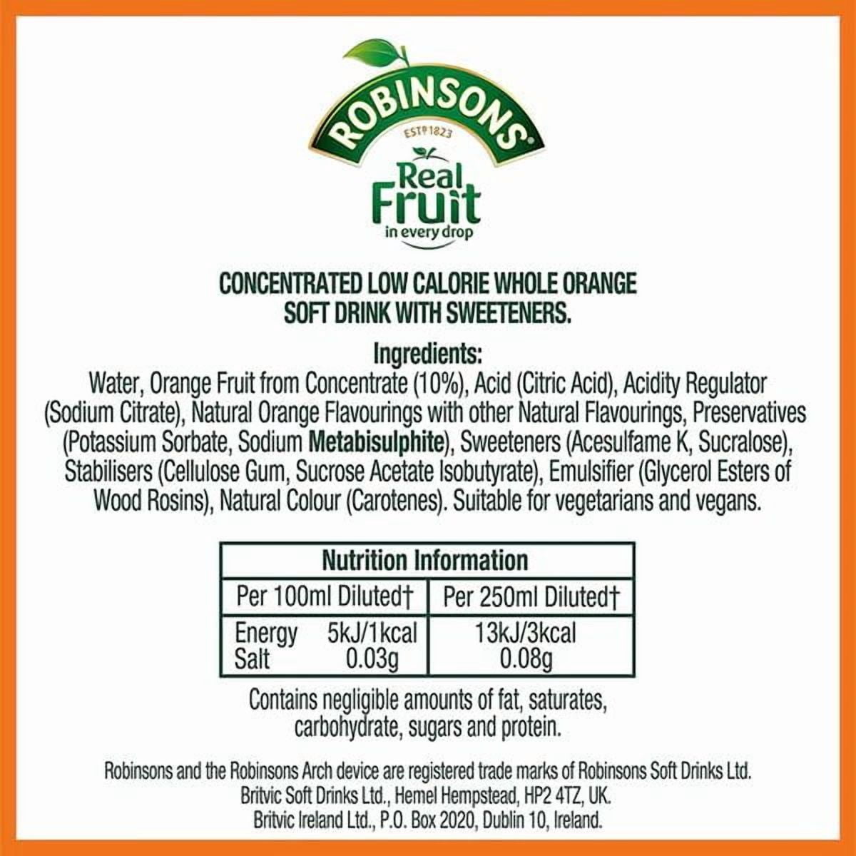 Robinsons Orange No Added Sugar 1L