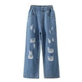 thumbnail image 3 of Girls Jeans Denim High Waisted Cool Ripped Straight Leg Baggy Jeans for Girls 5-14 Years, 3 of 4