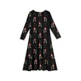 thumbnail image 4 of Drmagiyhm Black Long Dress Girl Size 10-12 Autumn Crew Neck Tiered Dresses Long Sleeve Boho Floral Print Holiday a Line Dresses with Pockets 12-14 Years, 4 of 5