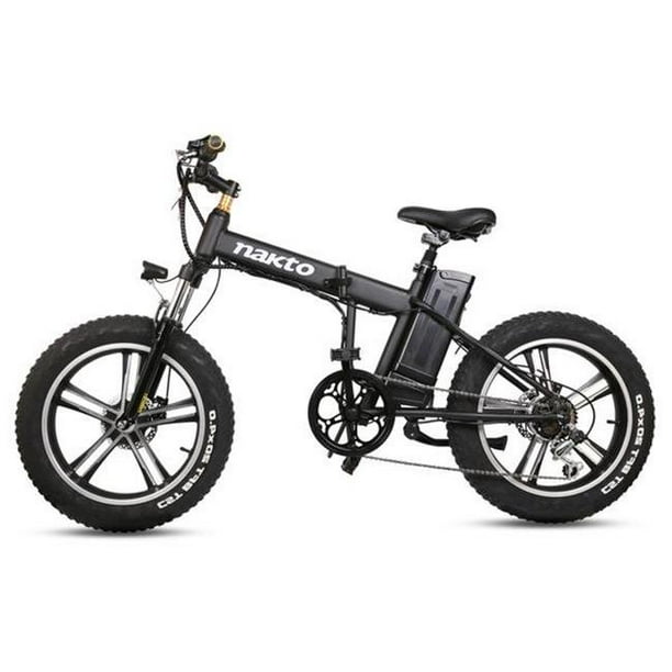 Nakto FoldingMNCRS 20 in. Electric Bike Fat Tire Mini Cruiser, Black