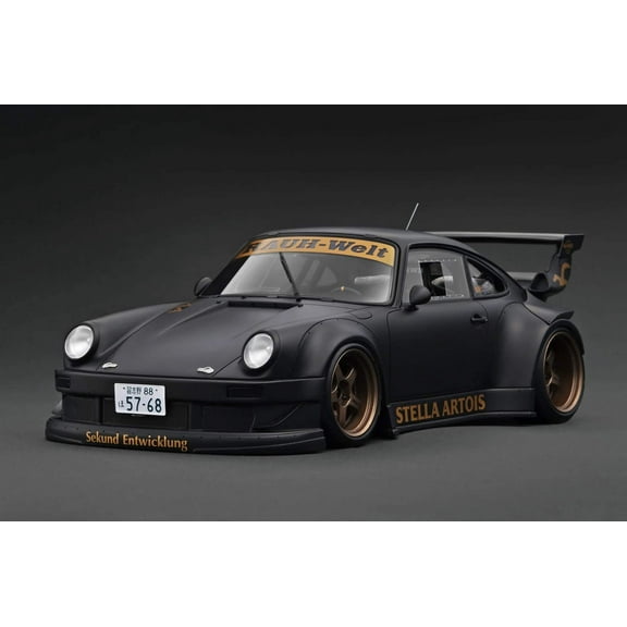 Ignition-Model Porsche 911 RWB 930 Matte Black w/ SSR SP1 Wheels 1:18