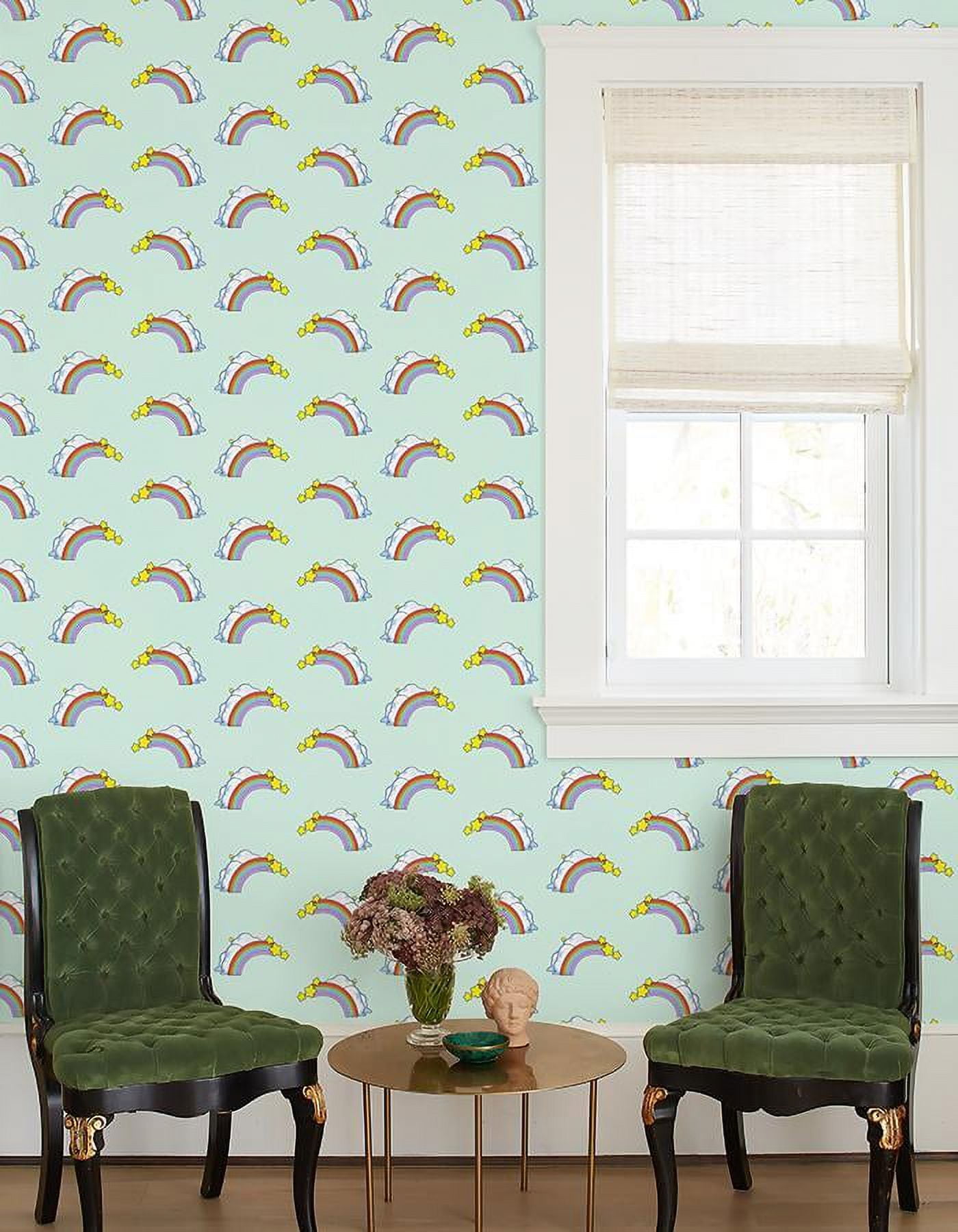 Barbie Rainbows Removable Vinyl Wallpaper, Seafoam