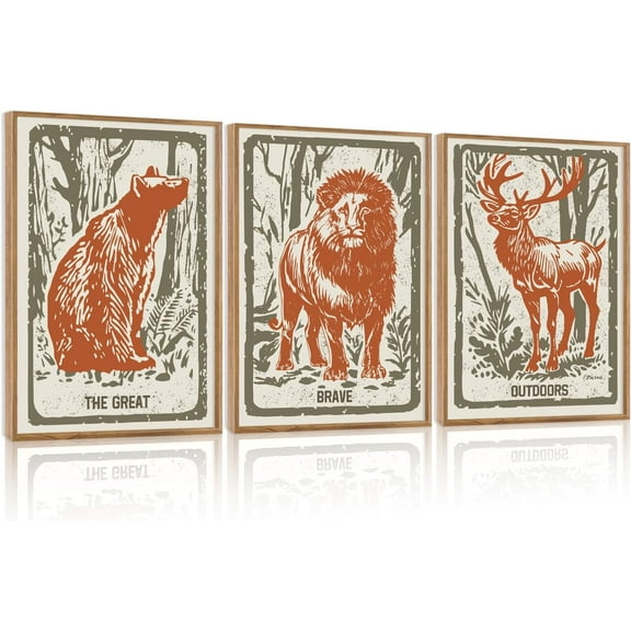 HPINUB Boho Safari Animal Canvas Wall Art Set, Jungle Theme Watercolor Nursery Wall Art Prints,Inspirational Quote Painting for Baby Room, Nursery Kids Playing Room Decor-16 x24 x3