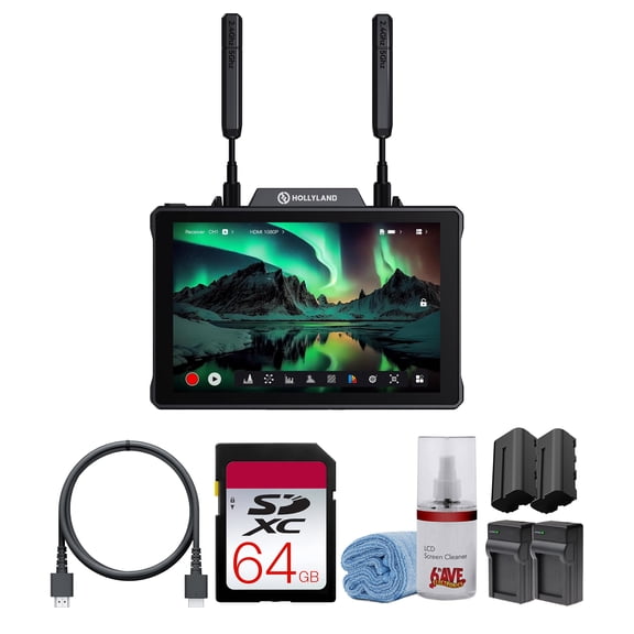 Hollyland Pyro 7 Wireless Video Transmitter and Receiver with 7 Inch Camera Field Monitor, 1200nit, HDMI, SDI, 1300 ft, RTMP (Bundle)