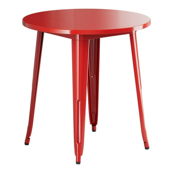 30'' Round Red Metal Restaurant Patio Dining Table For Indoor or Outdoor Use