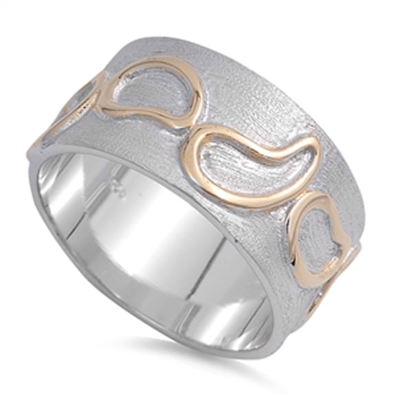 Gold-Tone Horn Eternity Ring ( Sizes 5 6 7 8 9 ) New .925 Sterling Silver Band Rings (Size 7)