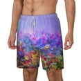thumbnail image 2 of Uemuo Colorful Purple Cosmos Flower Pattern Mens Swim Trunks Quick Dry Board Shorts with Mesh Lining, Stretch Beach Shorts Quick Dry No-Chafing Board Shorts-XX-Large, 2 of 9