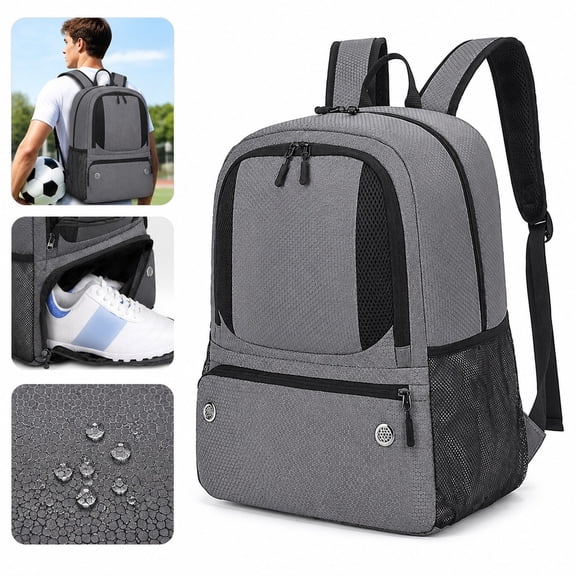 Soccer Ball Backpack with Ball Holder and Shoe Compartment, Sports Gear Bag for Basketball Volleyball and Training Days