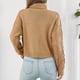 thumbnail image 3 of Women Short Sweater, Loose Fitting Drop Shoulder High Collar Short Pullover Sweater Skin Friendly Cable Knit Long Sleeves For Fall ANGGREK Otros, 3 of 5